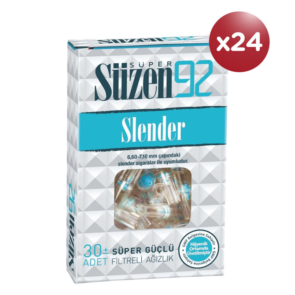 Süzen92 Sigara Ağızlığı Filtresi Slender 30x24 Bundle