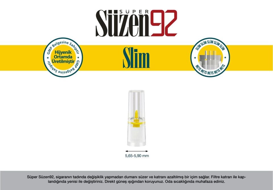 Süzen92 Sigara Ağızlığı Filtresi Slim 27x12 Bundle