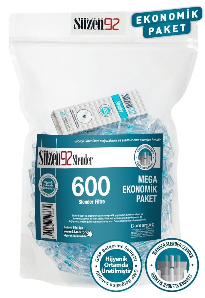 Süzen92 Slender Zigarettenmundstück-Filter 600er Sparpack inkl. 1 Transportbox