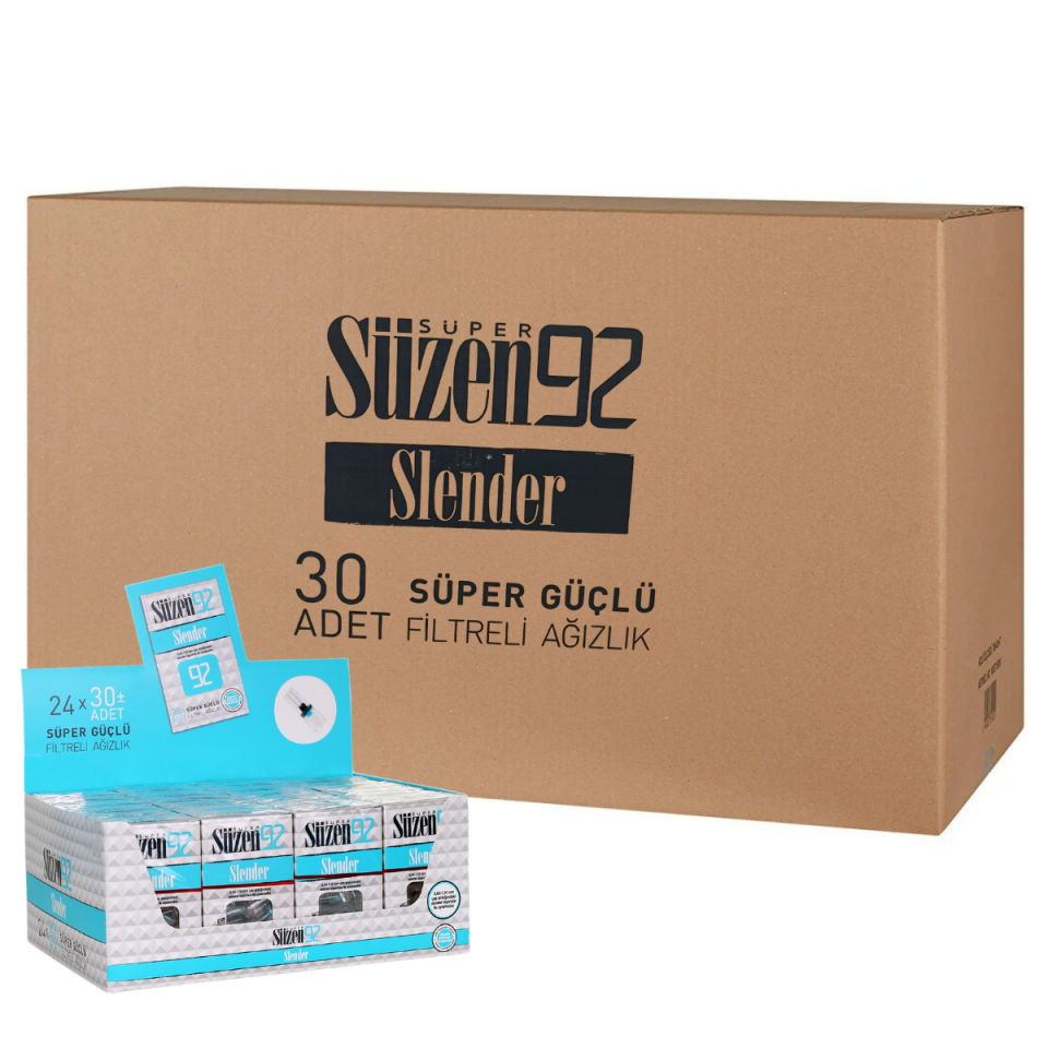 762 Süzen92 Sigara Ağızlığı Filtresi Slender 30'lu Paket 720 Adet