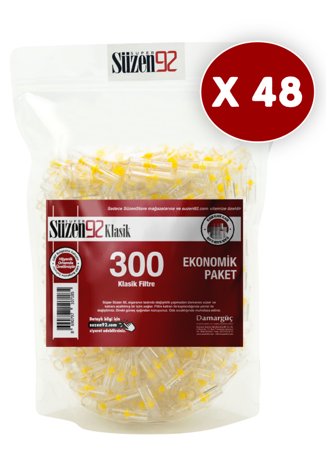 807 Süzen92 Sigara Ağızlığı Filtresi Klasik 300'lü Ekonomik Paket 48 Adet
