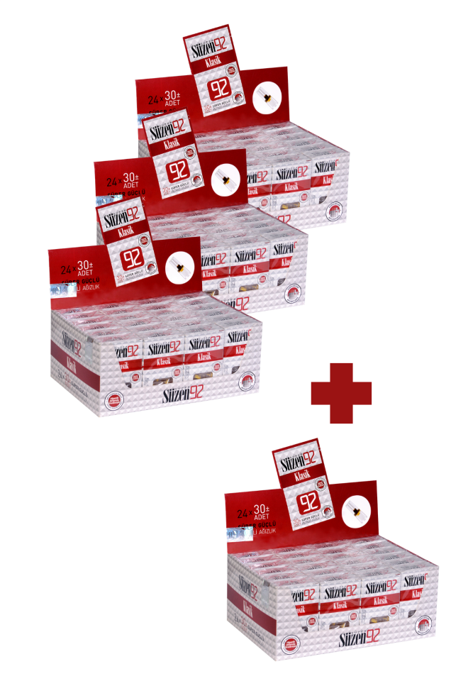 718 Süzen92 Sigara Ağızlığı Filtresi Klasik 30'lu Paket 3+1 Hediyeli Set